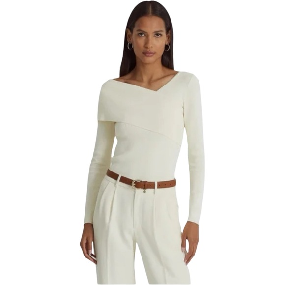 Lauren RL asymmetric v-neck sweater. EUC - Picture 2 of 11